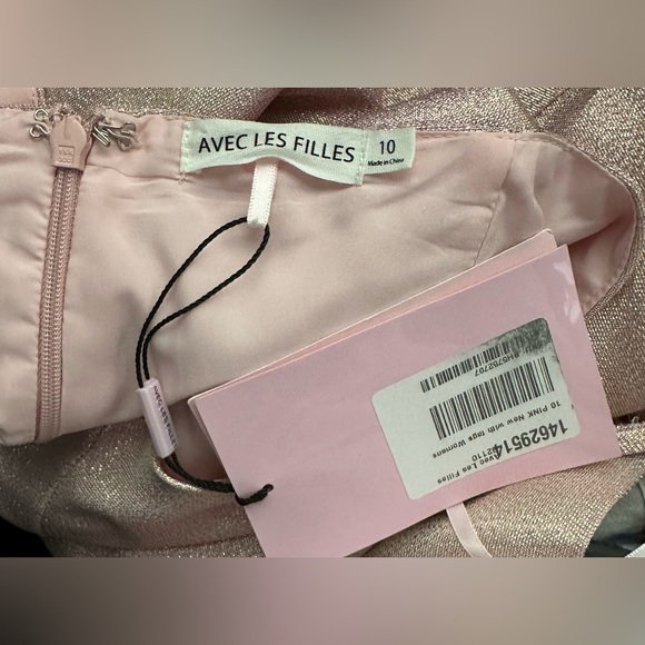 NWT Avec Les Filles Pleated Fit & Flare Mini Skater Mini Dress Simmer Pink - Picture 9 of 9